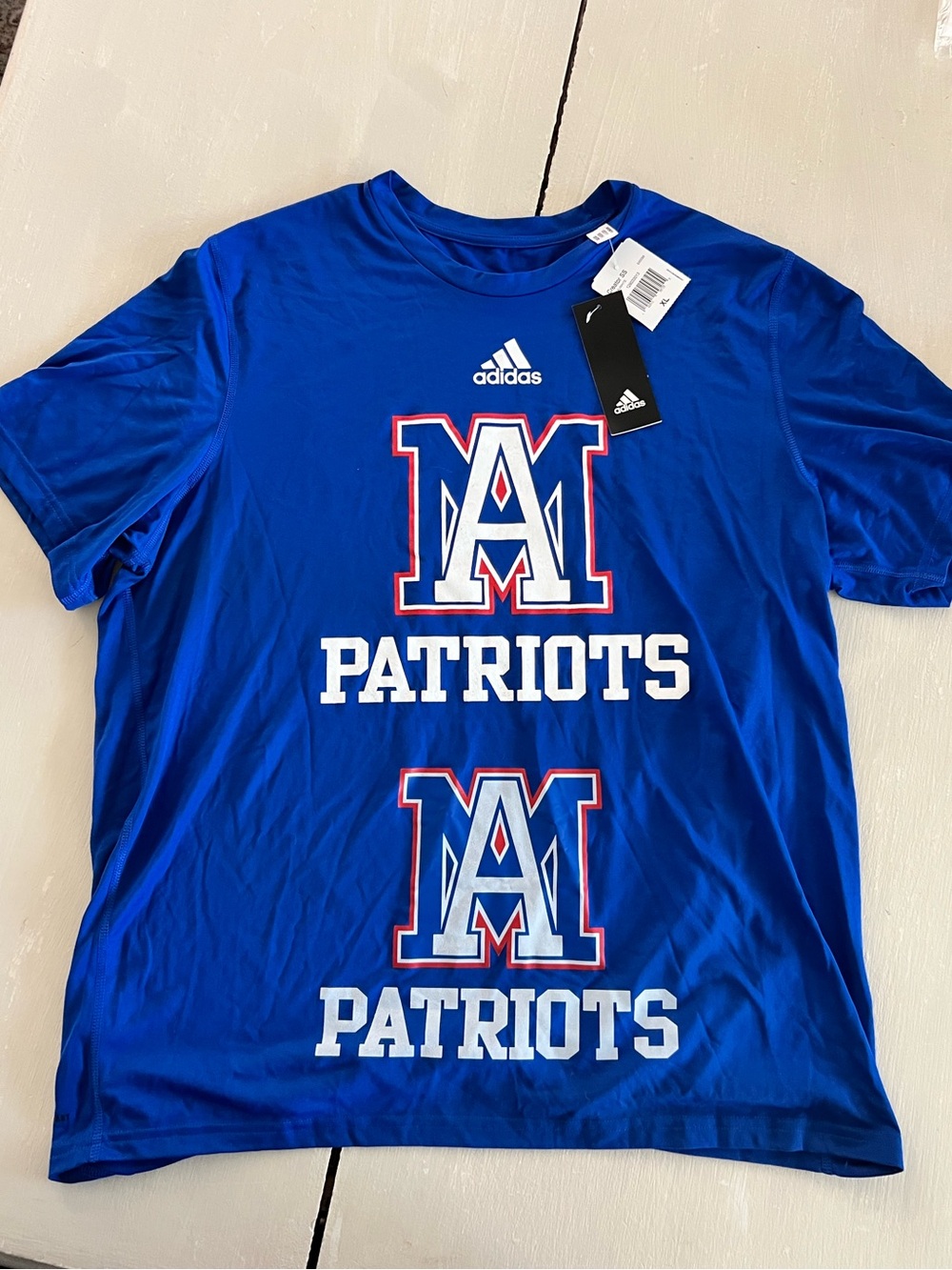 NWT adidas A&M Patriots XL Blue Performance Athletic T Shirt